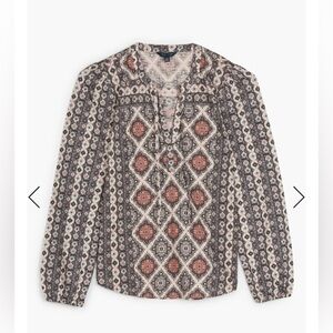 Lucky Brand women’s long sleeve printed top with tassels